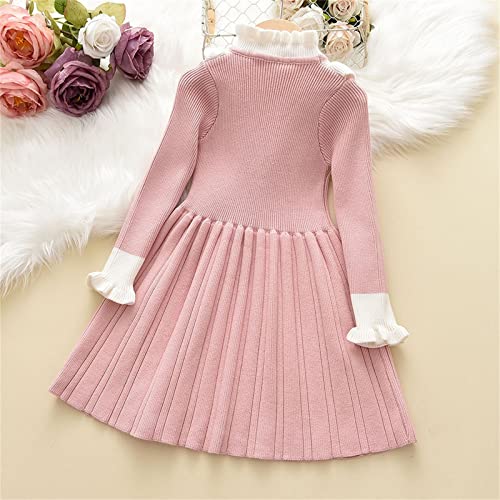 KAGAYD Girls Ruffle Sweater Dress Turtleneck Long Sleeve Winter Long Kids Casual Slim-Fit Sweaters for Kids Girls3