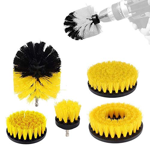Stiff Bristle 5 Piece Drill Brush Nylon Cordless Drill Powered Spinning