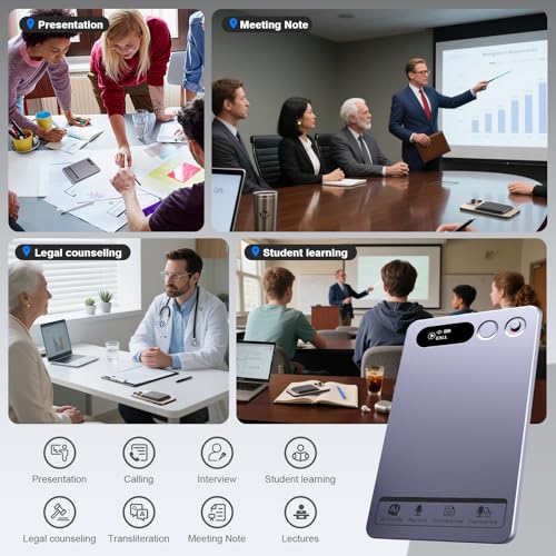 Image of AI Voice Recorder, Note Voice Recorder Transcribe & Summarize with AI Technology, App Control Supports 152 Languages, Magnetic Case 64GB Memory Audio Recorder for Lectures, Meetings, Interviews, Calls
