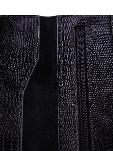 Genuine leather banknote wallet Travel black lizard (leather, durable stitching, folds in half, holds 4 cards, coin pocket, flat banknote compartment)4