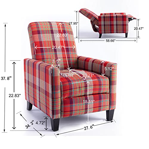 Laverntard Recliner Wingback Chair, Ergonomic Adjustable Reclining Sofa Living Room Chair Armchair 100% Linen With Dual Function Foot System For Home Theater, Office, Den, Bedroom, Guest Room (Red) #TOP2