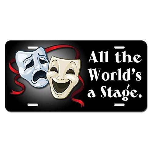 GRAPHICS & MORE All The World's a Stage Comedy Tragedy Drama Masks - Acting Theatre Theater Novelty Metal Vanity License Tag Plate