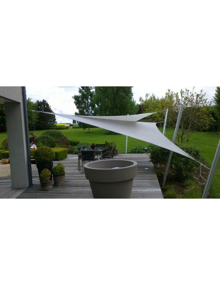 Voile d'ombrage carré ou triangulaire couleur sable beige pour jardins jetées bar maisons à la mer avec œillets et corde en propylène (3,6 m x 3,6 m x 3,6 m triangulaire beige)