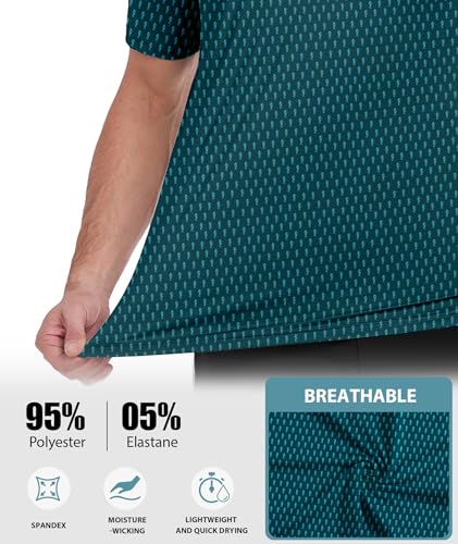 ZITY Mens Golf Shirts Short Sleeve Print Patterns Performance Moisture Wicking Polo Shirt4