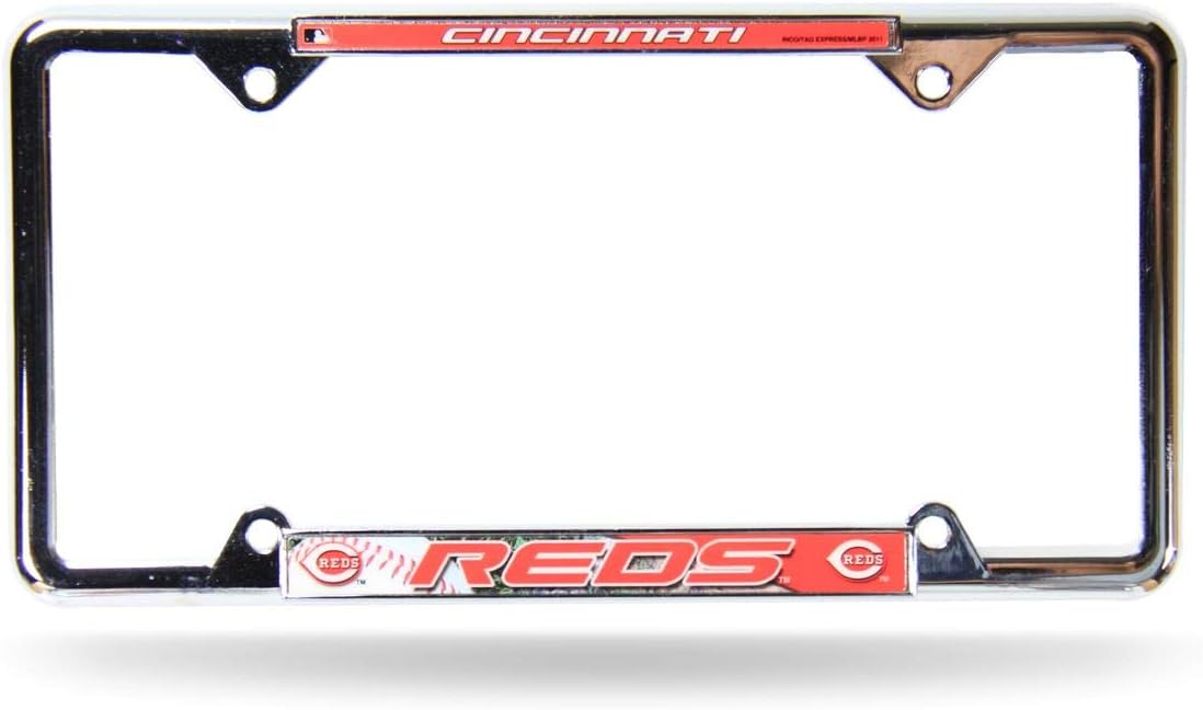 Cincinnati Reds Baseball 4 Corner EZ View Chrome Metal License Plate Frame
