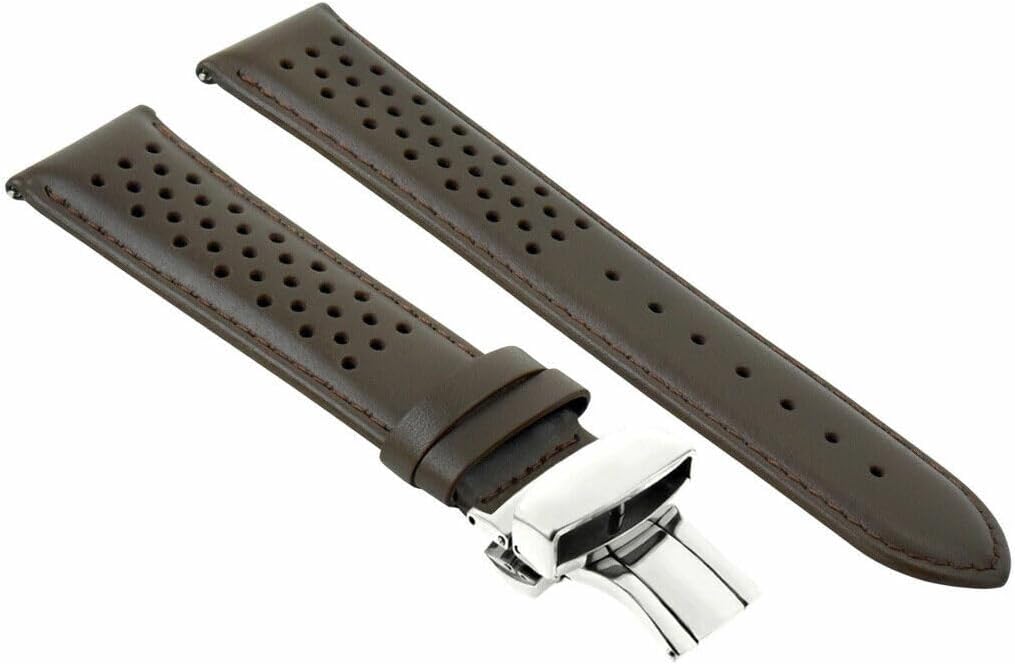 Ewatchparts 18-19-20-21-22-23-24mm Perforated Leather Watch Band Strap Compatible With Omega Easy Release