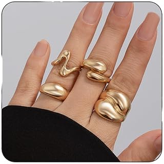 Guldpläterade stapelbara ringar för kvinnor, justerbara ringar för förlovning, eleganta guldringar för kvinnor, eleganta och tidlösa, set med 4