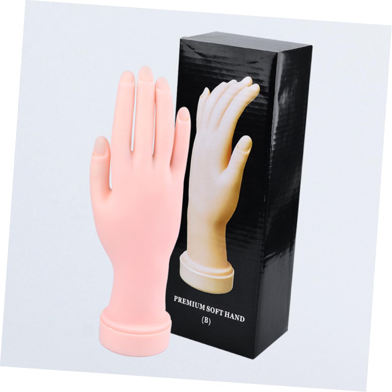 2Pcs Insertable Nail Tips Fake Hand Model for Nail Art Practice Realistic Rubber Training Tool for Manicure Lightweight and Reusable Female