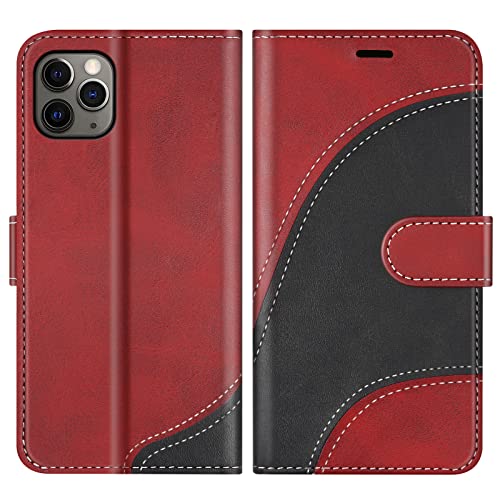 BoxTii Cover per iPhone 11 PRO Max, Custodia in PU Pelle Portafoglio per iPhone 11 PRO Max, Magnetica Cover a Libro con Slot per Schede, Rosso