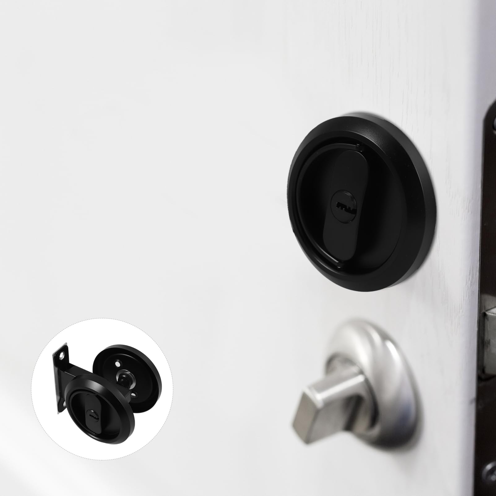 Mikikit Cerradura Empotrada de Puerta de Inoxidable Invisible Instalación para Dormitorios Baños y Cocinas Seguridad Adicional para Hogar