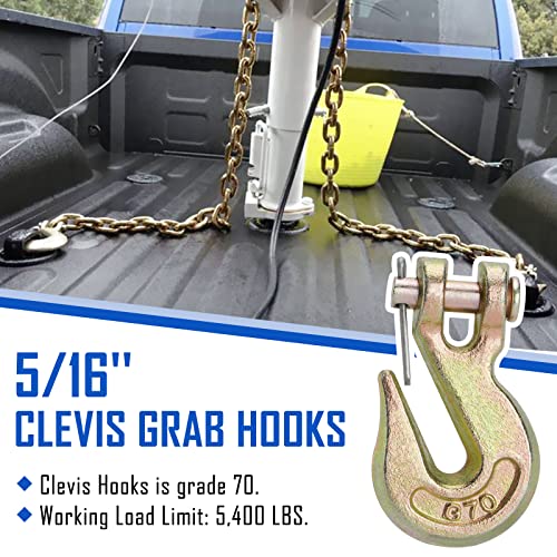 Image of 5 /16 inch Clevis Grab Hooks Grade 70 Forged Steel Tow Hooks 5,400lb WLL | for Truck & Trailer Transport Chains, 10-Pack