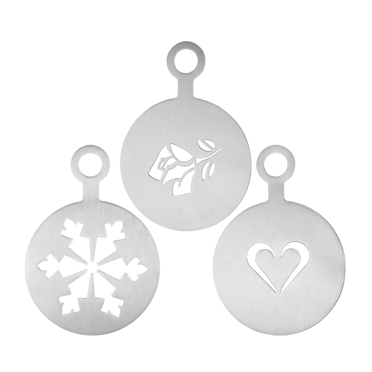 Cabilock 3pcs Stainless Stencils for Cappuccino and Hot Decoration Heart Rose Snowflake Patterns Reusable Templates for Creative Coffee Art Your Kitchen