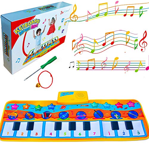 Record-Playback Piano Mat for Kids Electronic Keyboard Music Mat, Toddler Floor Dance Mat, Baby Musical Toys, 10 Piano Touch , 8 Musical Instruments, 5 Mode Dance Blanket Early Educational Toy Gift