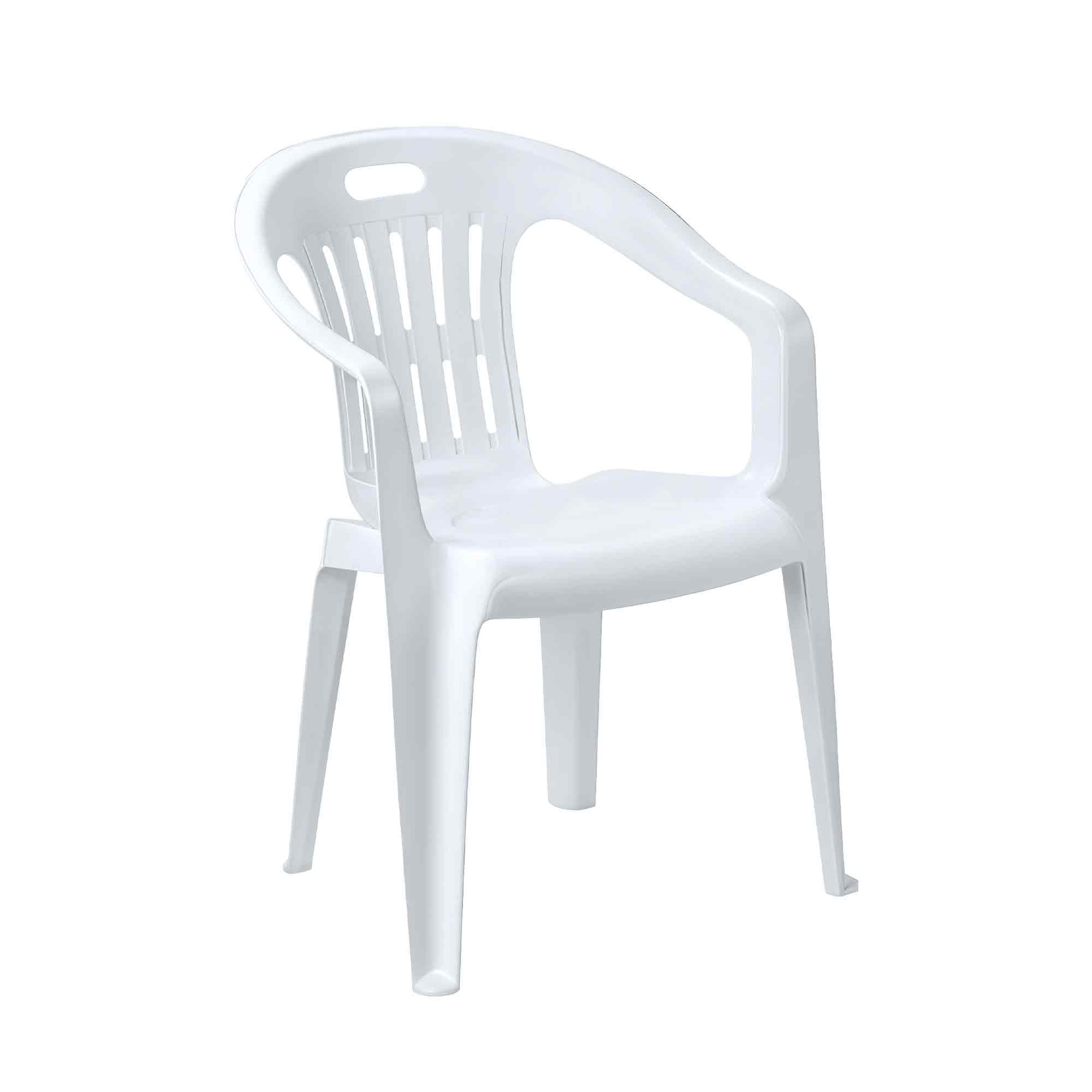 Sedia da Giardino in Plastica con Braccioli Impilabile 56x55x78h cm Bianco