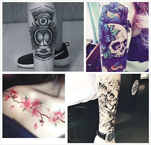 Miniatura 6 de 12 hojas de tatuajes falsos en el pecho, brazo y hombro, mangas de tatuaje corporal, 5.9 x 8.3 pulgadas, tatuajes temporales impermeables para