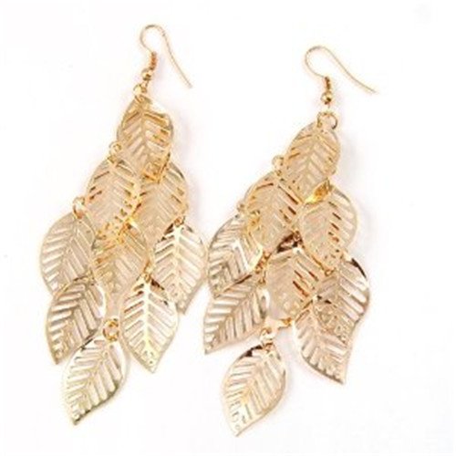 Scene® Multi Layer Bohemian Tassel Golden Leaf Dangle Earrings