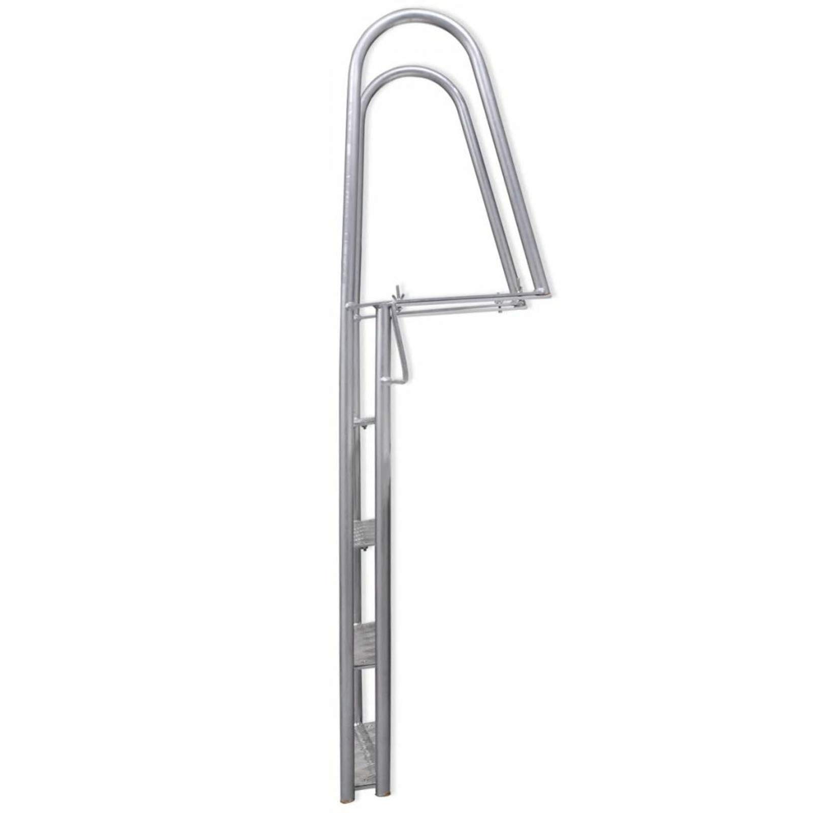 Escalera para Piscina/Muelle con 4 peldaños Aluminio 167 cm, Escaleras para Piscinas, Peldaños Escalera Piscina, Elevador De Escalera - 91197