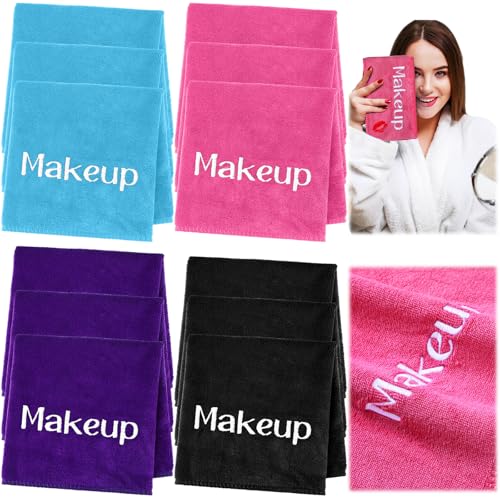 12 Pack Makeup Remover Cloth 13'' x 13'' Makeup Towels Colorful F...