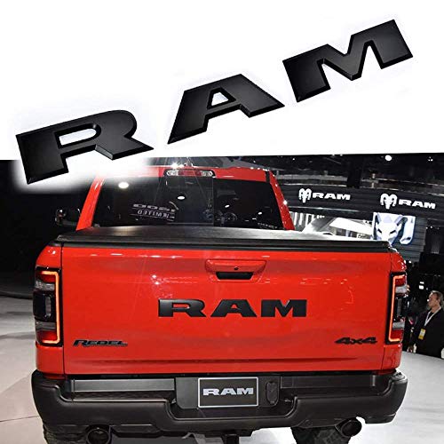 XCBW Insigne d'emblème de Logo de Lettre de RAM 3D de hayon de Voiture Autocollants de Coffre arrière pour D-odge Ram 1500,Noir Cover