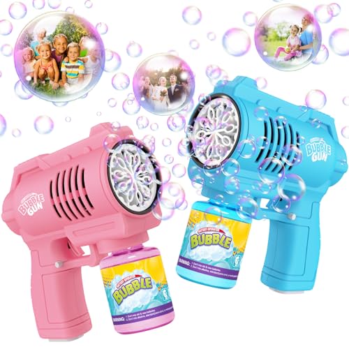 Panamalar 2 pacotes de pistola de bolha para crianças, máquina automática de sabão com 130 ml, solução 10000 bolhas/min, soprador de bolhas, festas ao ar livre casamento, máquina para fazer bolhas