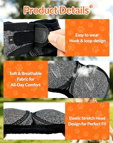 Image of 2 Pack Dog Ear Muffs Noise Protection Firework Thunder, Elastic Dog Ear Wrap with Sound-Blocking Rubber Pads Noise Cancelling Anxiety Relief, Calming Hood Pet Ear Cover Grooming Bathing & Swimming, L