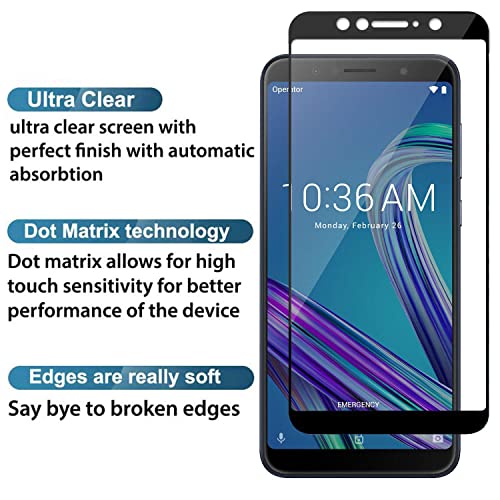 Image of Tempered Glass Screen Protector Compatible for Asus Zenforne Max Pro M1 with Edge to Edge Coverage and Easy Installation Kit, Pack of 1, Black