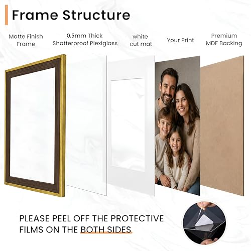 Image of Art Street Rustic Brown & Gold Gallery Wall Photo Frame Set | Modern Memory Timeline Wall Decor for Living Room, Bedroom & Family Photo Collage Display