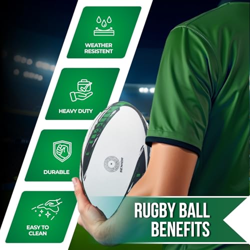 Image of LUCA Rugby Ball Sizes 3, 4 & 5 Hand Stitched Super Grip 3-Ply Construction | Synthetic Leather, Training & Matches, Professional Durable Youth Adults Ball, Waterproof Surface for College & Club Practice