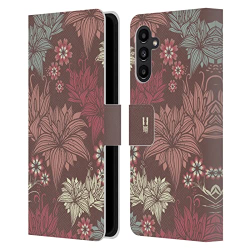 Étui Samsung Galaxy A13 5G Head Case Designs en cuir taupe à motifs botaniques