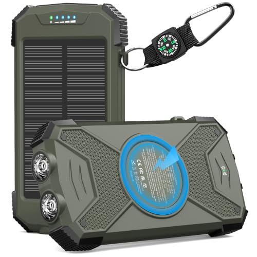 BLAVOR Solar Power Bank 10,000mAh, Portable Wireless...