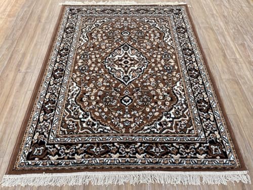 Image of TTC THREAD & TEXTURE CARPET Traditional Comfort: Power-Loomed Carpets for Living Room- Every Space Area Rug Color Gold Size 3x5 Feet (90x150cm)