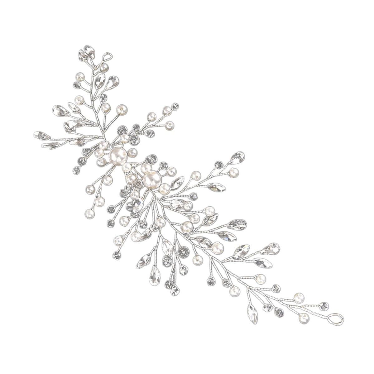 sharum crafts Hair Accessories for Women & Girls – Wedding Artificial Flowers & Pearl Style Juda Bun Floral Bridal Silver White Pearl Rhinestone Crown 1PC-picture-5