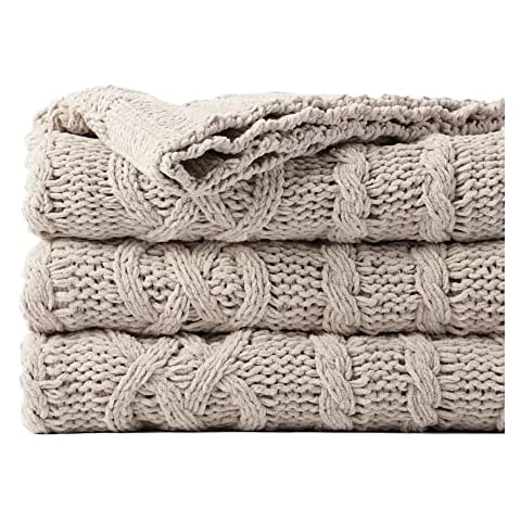 Battilo Light Grey Throw Blanket for Couch, Woven Chenille Knit Throw Blanket Versatile for Chair, 51 x 67 Inch Super Soft Warm Decorative Blanket for Bed, Sofa and Living Room Cover