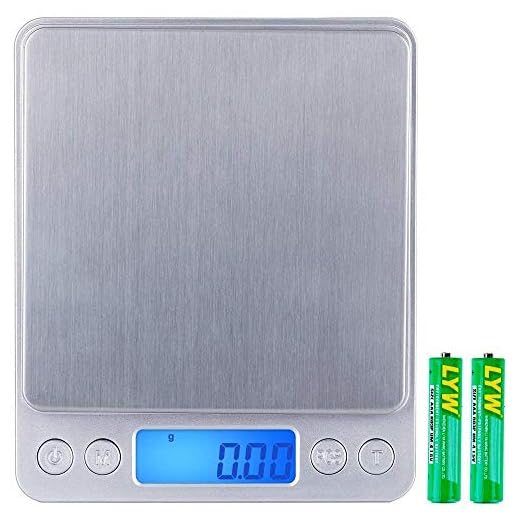 Zacro Báscula Cocina de Presisión Digitales,500g x 0.01g Báscula Balanzas de Alta Precisión,Balanzas Multifuncionales Pro Peso Cocina para Comidas,Joyería,Pantalla LCD,2 Bandejas y Baterías Incluidas