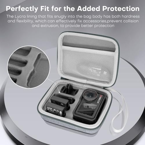 REYGEAK Osmo Action 5 Pro Sac de Voyage Rigide pour Accessoires d'appareil Photo DJI Action 3/Action 4/Action 5 Pro, Gris, Taille Moyenne, Gris – vue 6
