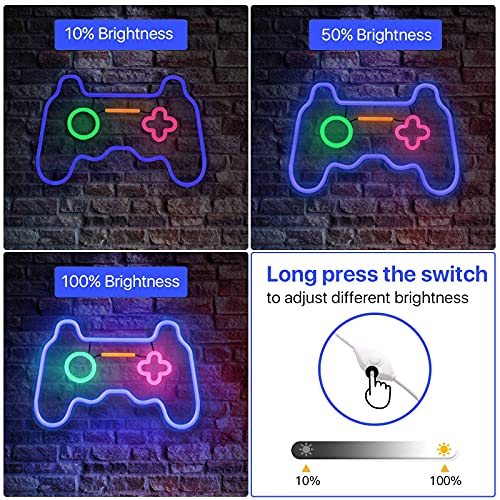 Solidee Led Dimmable Neon Signs Wall Decorations For Living Room|Bedroom Gamepad Controller Shape Neon Sign Lights Game Room Decor Accessories Cool Teen Boys|Girls|Kids Gamer Gifts #TOP1