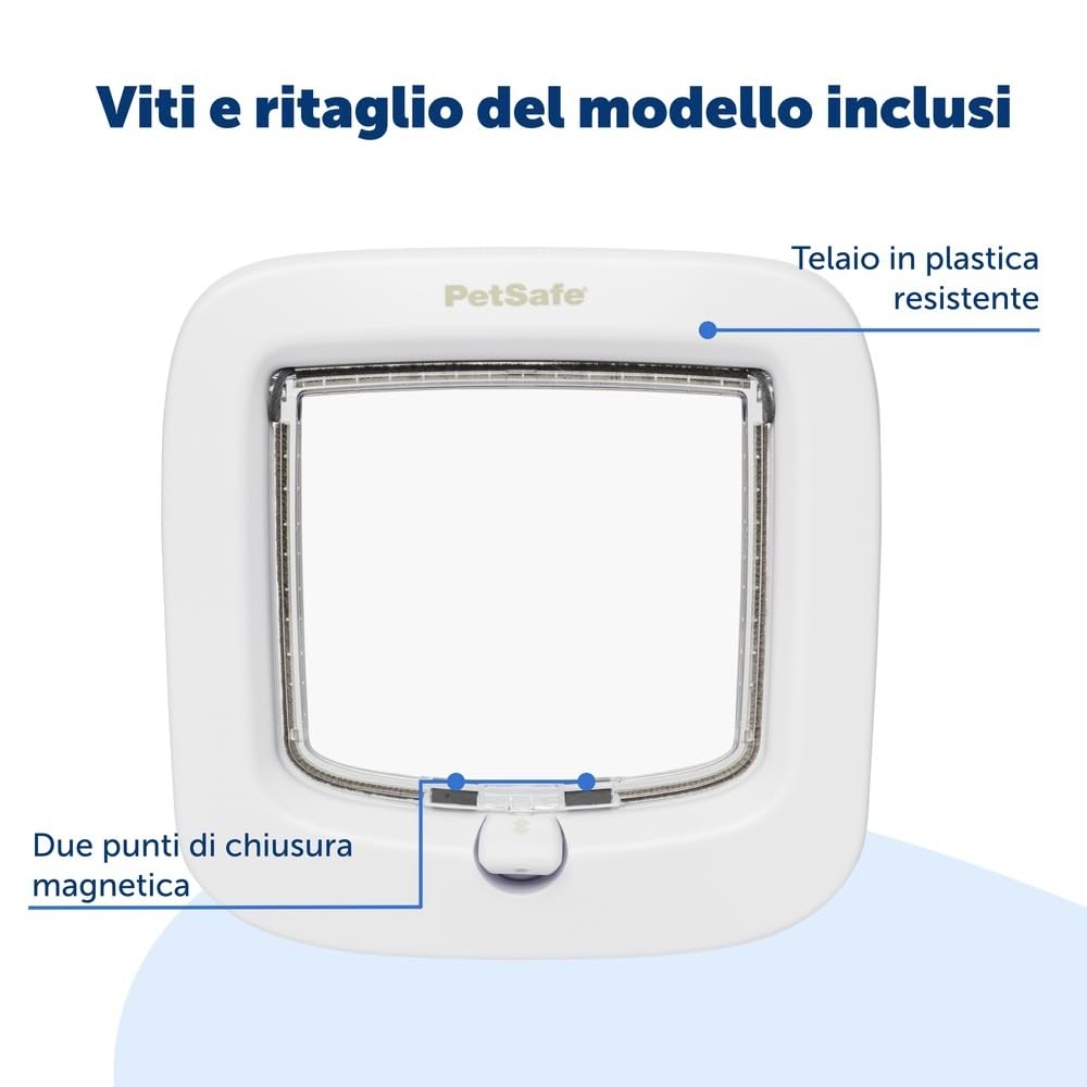 PetSafe Gattaiola a Blocco Manuale - Blocco a 4 Vie, Efficiente Energeticamente, Facile da Installare - Bianca