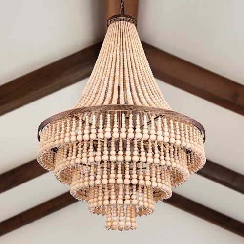 Wellmet Farmhouse Beaded Chandelier Light Fixture