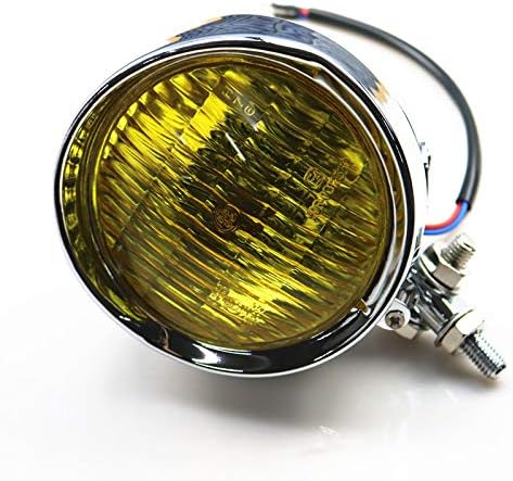 オートバイレトロメタル60w 55w弾丸ヘッドライトランプヘッドライトハーレーホンダカワサキスズキヤマハクルーザーチョッパーカフェレーサーババーシャドウvtxcg125 高級な Gn125 クロム アンバー