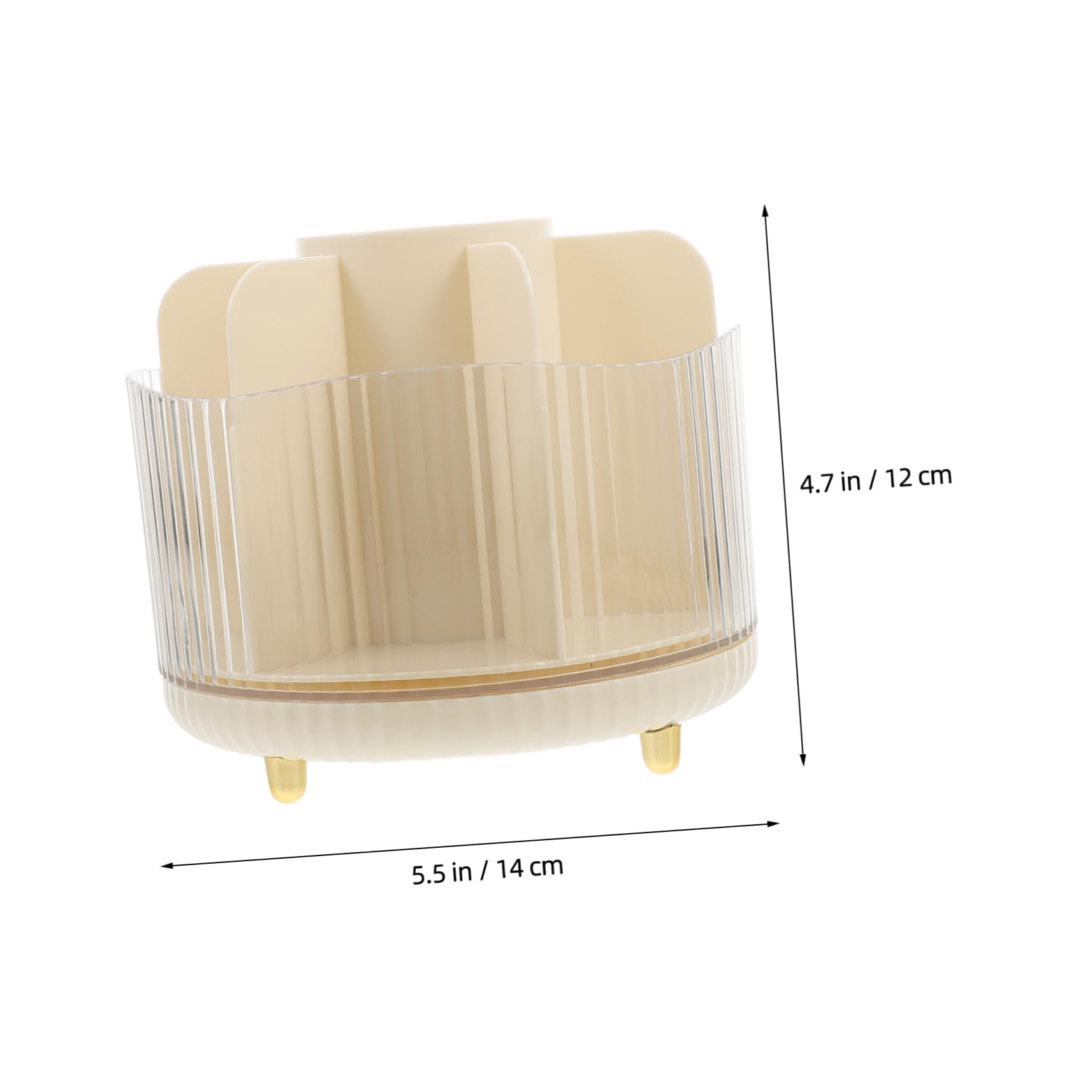 Organizer Girevole per Pennelli Trucco in Pet Beige, Grande | Design Scomparti, Leggero e Rotante a 360 Gradi, per Ufficio e Decorazione Scrivania