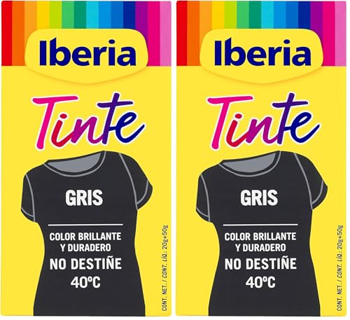 Iberia - Tinte Gris para ropa, 40°C, 70 gr (214113) (Paquete de 2)