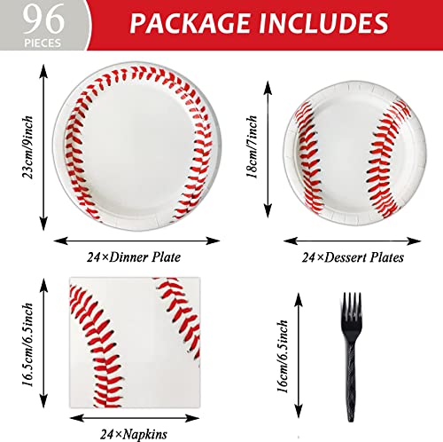 Image of gisgfim 96 Pcs Baseball Party Supplies Paper Plates Napkins Set