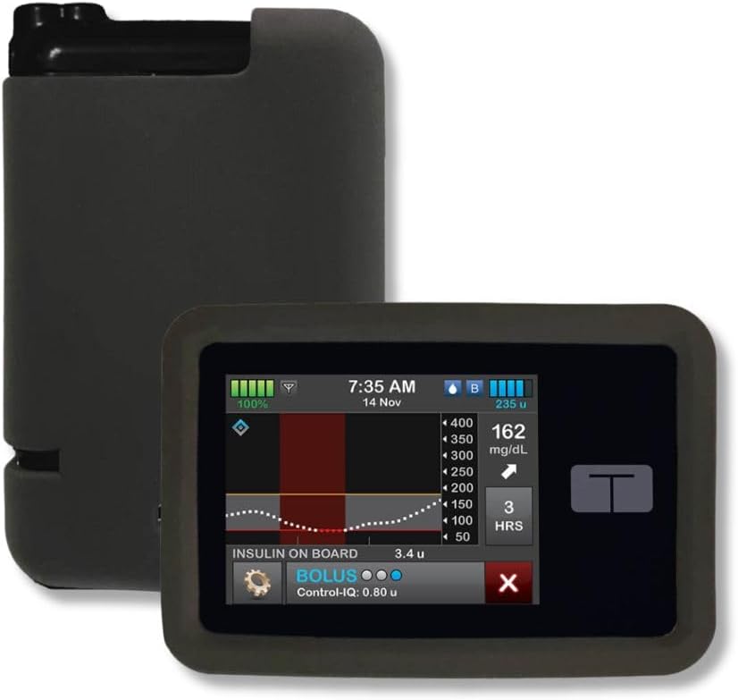 Tandem t:Slim Gel Skin- Remove Cartridge with Cover on. Soft Silicone fits t:Slim X2™ Insulin Pump with Raised, Beveled Edge to Protect Against Scratches and Drops (t:Slim X2 Black)