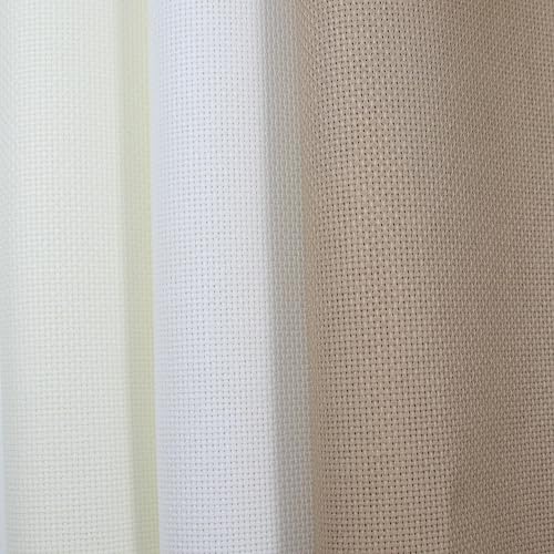 Image of KCS 3 pc of 15 inch x 18 inch Counted Cross Stitch Cotton Aida Cloth Needlework Fabric (White+Antique White+Khaki, 16CT)