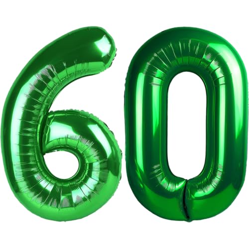 Image of Number Balloons Green Party Balloon - Giant Number 60 Balloon, 40 Inch Large Balloon for St. Patrick's Day Games Theme Birthday Decoration, Girls Boys Party Supplies