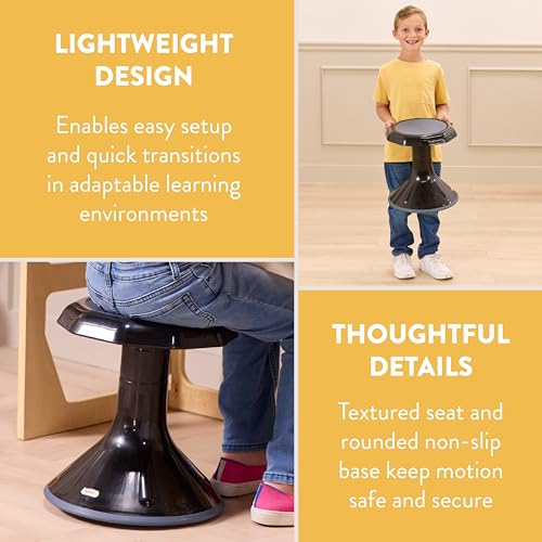 Image of Back2School Express Wobble Sensory Stool, 15in Seat Height, Flexible Seating, Black
