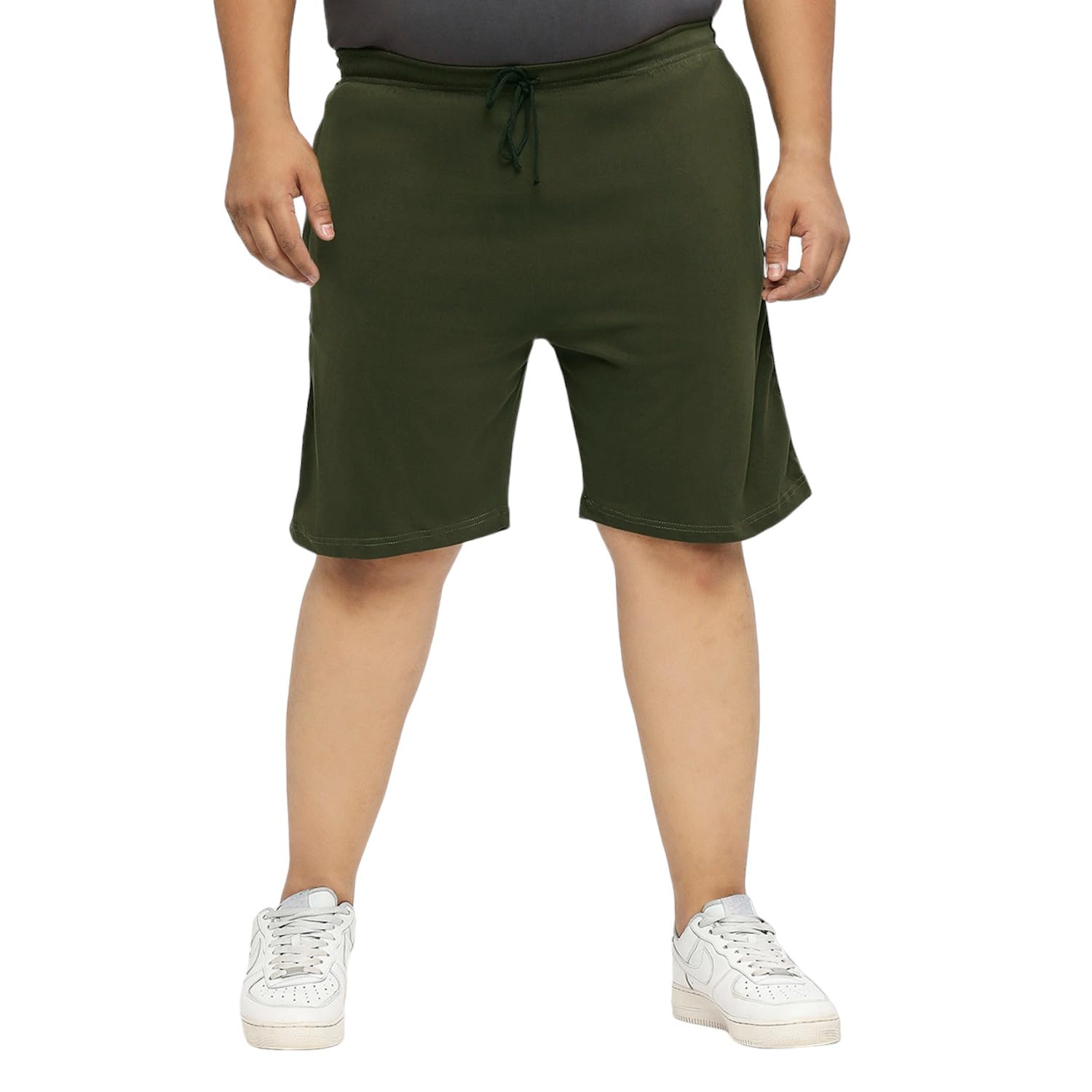 vaishvik Mens Plus Size Shorts with Zip Pockets - Olive Green-picture-34