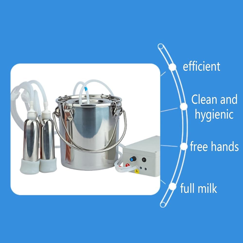 Mungitrice elettrica ricaricabile per capre e mucche - 5L/10L Mungitrice portatile con aspirazione regolabile, arresto automatico, funzionamento a batteria per piccole aziende agricole e