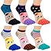 Zmart 6 Pack Women Girls Funny Cute Colorful Striped Cats Cotton Casual Ankle Toe Socks