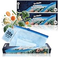 com-four® 30x Gefrierbeutel 6 Liter zum Verschließen, wiederverschließbare Frischhaltebeutel zur Lebensmittelaufbewahrung - Allzweckbeutel für Aromaschutz und Vitaminfrische bis -40°C (6 L - 30 Stück)